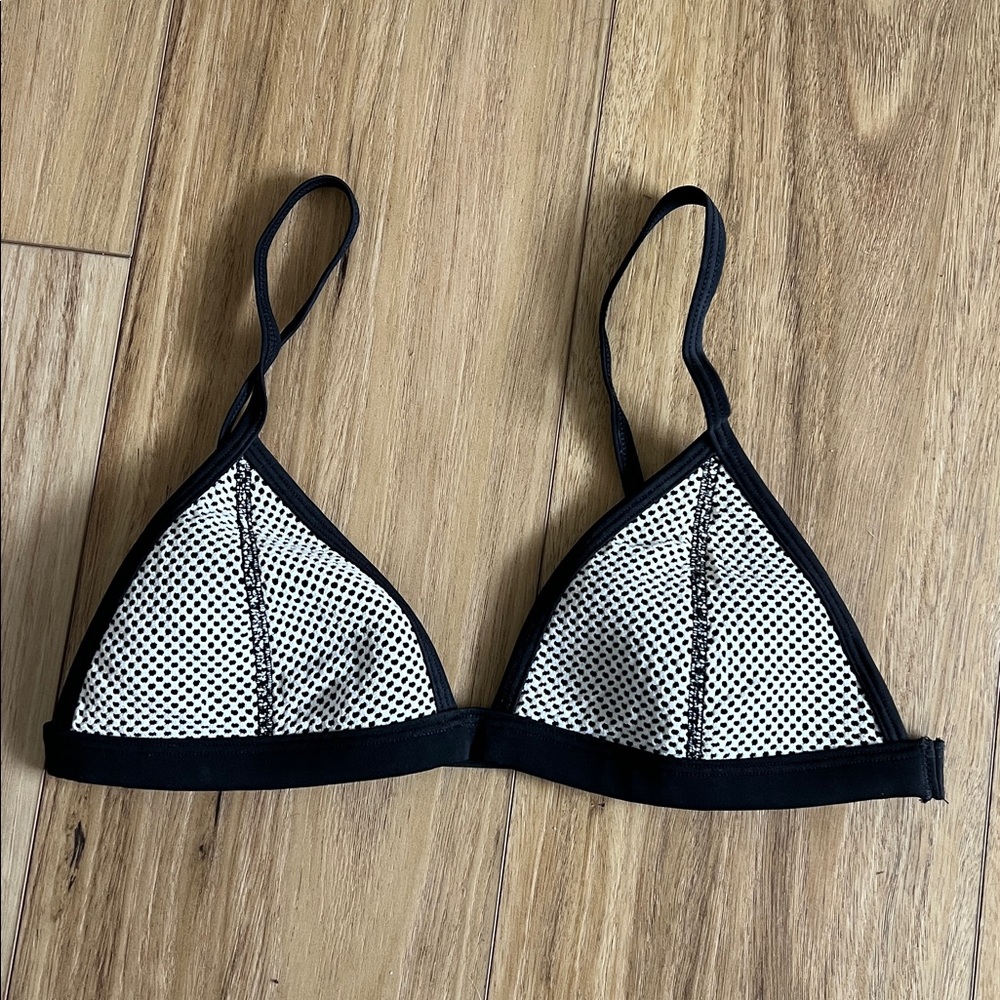 Triangl neoprene black white mesh swim top Small